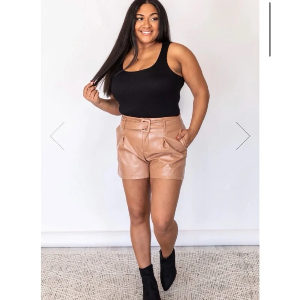 NWT Belted Pleather Shorts - Picture 6 of 8